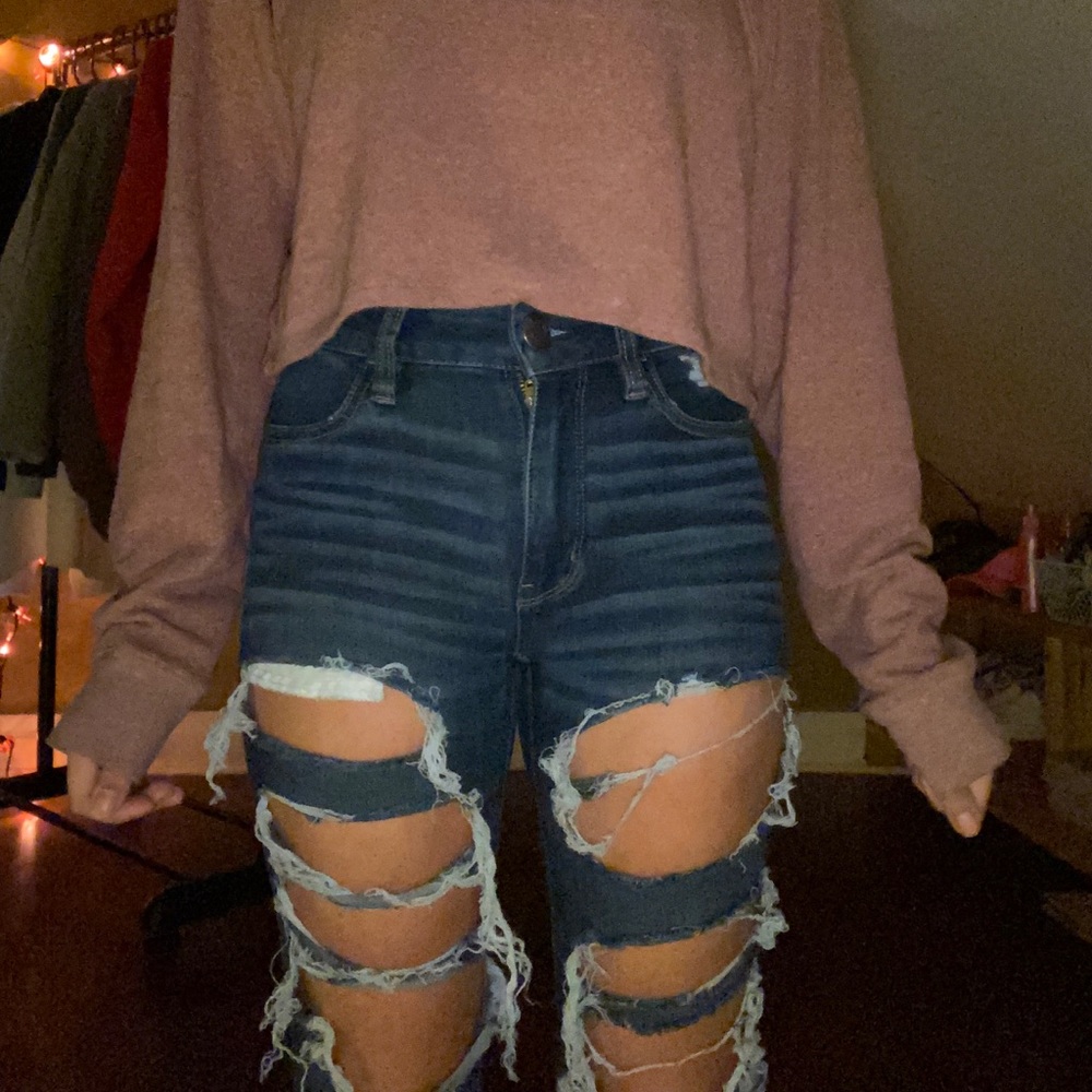 American eagle cropped long sleeve shirt